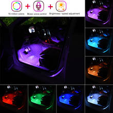 4PCS LED Car Foot Light Ambient Lamp With USB Wireless Remote Music Control Multiple Modes Automotive Interior Decorative Lights