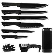 Conjunto de facas de cozinha em aço inoxidável, 8 peças, com suporte de bloco, afiado, chefe de cozinha, santoku, utilidades para cortar facas e afiador 2024 - compre barato