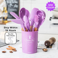 Food Grade Silicone Cutlery Set non-stick Spatula Spatula Wooden Handle Cookware With Storage Box Kitchen Tools 2024 - buy cheap