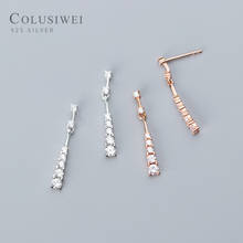 Colusiwei Authentic 925 Sterling Silver a Row Zirconia Drop Earring for Women Geometric Dangle Earring Korea Style Fine Jewelry 2024 - buy cheap