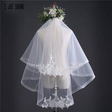 E JUE SHUNG New Elegant Wedding Veils Two Layer Short Tulle Bridal Veils Lace Appliques Wedding Accessories Voile de mariee 2024 - buy cheap