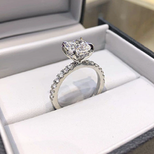 Original 925 prata esterlina anéis conjuntos de dedo para as mulheres moda coxim corte simulado diamante casamento anel noivado jóias 2024 - compre barato