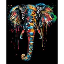 Pintura por número de elefante sobre lienzo, pintura acrílica de animales sin marco para adultos, dibujo de imagen, Kits DIY para colorear por número, decoración 2024 - compra barato