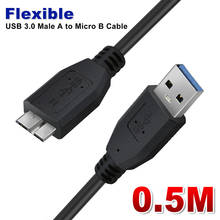 Новый гибкий кабель Usb 3,0 Male A к Micro B для жесткого диска Seagate Wd, 0,5 м/1 м 2024 - купить недорого