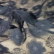 Tecido de renda floral de tule preto africano, tecido bordado de retalhos para costura, acessórios de vestido material de pano 2024 - compre barato