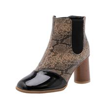 Big Size9 10  11-17 boots women shoes ankle boots for women ladies boots shoes woman winter Patchwork leopard print round head 2024 - buy cheap