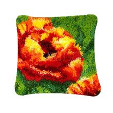 Latch Hook Cushion Yarn for Cushion Cover Pillow Case Sofa Cushion Printed Canvas Home Decorative Pillow Red Flower 2024 - buy cheap