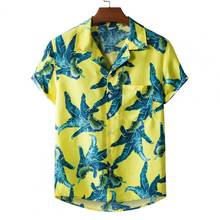 Men Short Sleeve Lapel Printed Shirt Tropical Leaf Pattern Floral Shirt Casual Summer Hawaiian Holiday Camisa Tops 2024 - buy cheap