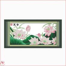 Beautiful Lotus Printed Cross Stitch Kits Counted Canvas Flowers Embroidery Sets 11CT 14CT DIY Handmade Needlework Home Deco 2024 - buy cheap