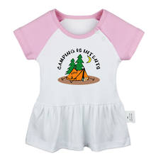 Camping Is Intents Going O the Woods Is Going Home Cactus Design Newborn Baby Girls Dresses Toddler Infant Cotton Clothes 2024 - buy cheap