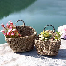 Retro Woven Storage Basket Decorative Plant Pot Holder Wall Hanging Flower Basket For Home Garden Decoration 2024 - buy cheap