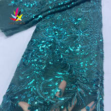 Cuentas de tela de encaje de malla bordadas con lentejuelas, bordado de secuencia nupcial elegante francés nigeriano, último diseño de gama alta 2024 - compra barato