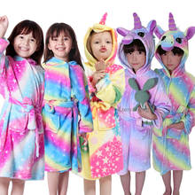 Roupão de banho infantil para meninas e meninos, pijama de unicórnio kigurumi, camisola de lã 2024 - compre barato