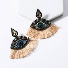 Luxury Crystal Rhinestone Eyes Earrings Women Elegant Fan Shape Tassel Earrings Female Boho Indian Ethnic ZA Earrings Jewelry 2024 - buy cheap