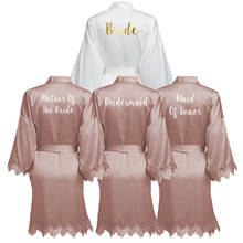 Rose Gold Bridesmaid Robes Matt Satin Lace Robe with Trim Gown Kimono Bride Robe  Women Bridal Wedding Robes White 2024 - buy cheap