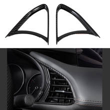 Углеродное волокно, передняя крышка на вентиляционное отверстие, подходит для Mazda 3 Axela 2019 2020, кондиционер, розетка переменного тока, отделка рамы, декоративные детали 2024 - купить недорого