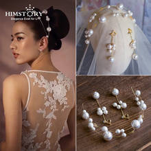 HIMSTORY Soft European Pearls Brides Headband  Earring Bridal Tiaras Crown Elegance Wedding Hair Accessory Prom Headdress Access 2024 - buy cheap
