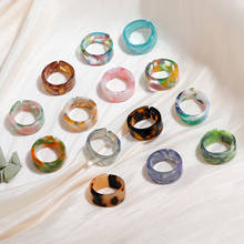 Anillo de resina Vintage Simple para mujer, anillos abiertos de Color a la moda, anillo acrílico de estilo dorado, joyería para dedo 2024 - compra barato