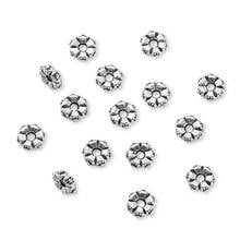 100 pcs Tibetan Style Flower Bead Spacers, Lead Free & Nickel Free & Cadmium Free,about 5.5mm in diameter,2mm thick,hole:1mm F75 2024 - buy cheap