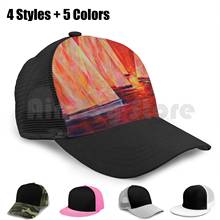 Sailboats Regatta Painting 45-06 Sailboats Baseball Cap Unisex Mesh Casual Print Adjustable Captain Sailor Helmsman Port Lake 2024 - buy cheap