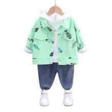 Baby Boys Children Cotton Clothes Spring Autumn Printed Hooded Jacket Pants 3Pcs/sets Infant Out Kids Fashion Toddler Tracksuits 2024 - buy cheap