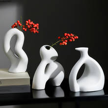 European-style Ceramic White Hollow Vase Abstract Art Dried Flower Flower Arrangement Creative Table Decoration Vase Home Decor 2024 - buy cheap