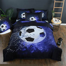 Conjunto de cama azul de futebol, presente para meninos e crianças, conjunto de capa de edredom 3d, tamanho queen completo, moda popular 2024 - compre barato