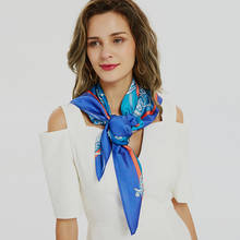 High-end Brand Matagorda100% Silk Women's Scarf Fashion Blue Scarf Silk-Satin Soft Shawl Scarves 35 Inch Square Headscarf 2024 - buy cheap
