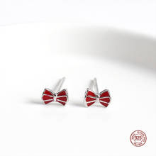 LKO Real 925 Sterling Silver Fashion Butterfly Bow Earrings for Women Small Cute Ear Studs for Girlfriends Jewelry Accessories 2024 - buy cheap