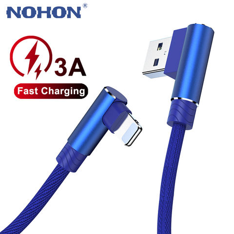 90 Degree USB Cable For iPhone 12 11 Pro Max Xs X XR 6 6s 7 8 Plus SE iPad 3A Fast Charging Mobile Phone Charger Data Cord Wire 2022 - buy cheap