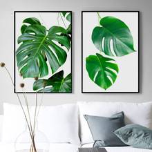 Green Fresh Leaf Monstera Plant Wall Art Canvas Painting Nordic Posters And Prints Wall Pictures For Living Room Bedroom Decor 2024 - buy cheap