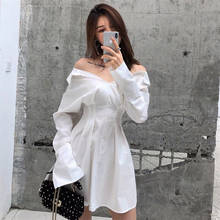 Fashion Women 2021 New Spring Autumn Models Dresses Cothes Long-sleeved Shirt Dress Temperament New Waist Was Slim White Black 2024 - buy cheap