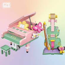 Mini violino diy blocos de construção piano 3d modelo instalação de música jigsaw montagem blocos de construção meninas presentes das crianças brinquedos 2024 - compre barato
