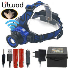 Litwod Z30 Sensor rechargeable led headlamp head flashlight torch XP-G Q5 head lamp waterproof light headlight 18650 battery 2024 - buy cheap