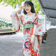 Traje japonês feminino kimono tradicional, fantasia sakura girl yukata geisha, traje haori de banho, vestido oriental elegante 2024 - compre barato