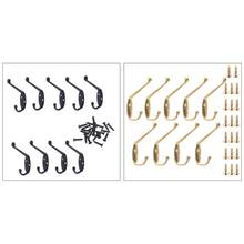 9 Pack Coat Hooks Wall HooksHeavy Duty Wall Mounted for Hat Hardware Dual Prong Retro Coat Hanger with 20 Screws（Black/Gold） 2024 - buy cheap