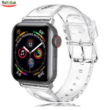 Силиконовый ремешок для Apple watch band 40 мм 44 мм iWatch 38 мм 42 мм, Тонкий блестящий прозрачный браслет для Apple watch series 5 4 3 Se 6 2024 - купить недорого
