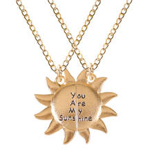 Ожерелье из 2 предметов с золотой строчкой и резными солнечными буквами You Are My Sunshine кулон Модные простые мужские и женские ювелирные изделия подарок 2024 - купить недорого