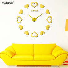Muhsein 2021 Modern Design Wall Clock Home Decorate Wall Sticker Clocks Heart 3D New Large Wall Watch Wedding Gift Free Shipping 2024 - buy cheap