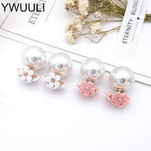 Cute Flower Stud Earrings For Women Fashion Korean Style Double Side Imitation Pearls Earrings Ear Jewelry Fashion Brincos XE14 2024 - buy cheap