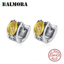 BALMORA Original Real 925 Sterling Silver Stud Earrings For Women Men Retro Cool Letter Ear Stud Valentine's Day Jewelry Gift 2024 - buy cheap