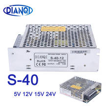 Dianqi fonte de alimentação 40w 12v uma fonte de alimentação 5v 15v 24v unidade led ac dc conversor variável dc regulador de tensão S-40-12 2024 - compre barato