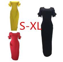 Elegante largo Maxi vestido de las mujeres de o-Cuello de manga corta vestido de fiesta de 3 colores 2024 - compra barato