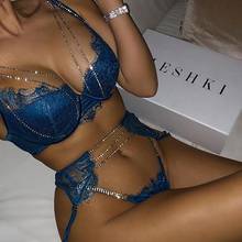 Sexy Lingerie Babydoll Erotic Costumes Women Metal Chain Lace Sexy Underwear Set Lingerie Porno 3PC Lenceria Erotica Mujer Sexi 2024 - buy cheap