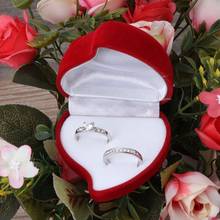 Duplo casamento anéis caixa de veludo coração forma rosa vermelha caixa de jóias exibição f3mf 2024 - compre barato