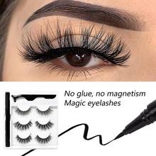 3 Pairs False Eyelashes And Eyeliner Kit No Glue Non Magnetic Waterproof Reusable Eyelashes With Sticky Liquid Eyeliner Mascara 2024 - buy cheap