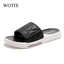 WOTTE Slippers Men Summber Room Shoes Men Bathroom Black Men Flip Flops Fashion Pool Mens slides Soft Sole  Beach Slides Men 2024 - buy cheap