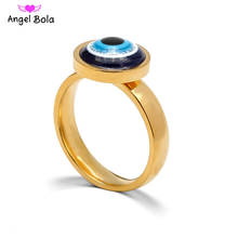 Женское кольцо на палец Lucky Allah Eye, Золотое кольцо с голубым сглаза, мусульманское турецкое ювелирное изделие для мусульманской свадьбы 2024 - купить недорого