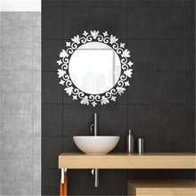 Акриловая 3D кружевная Цветочная круглая зеркальная Наклейка на стену домашний декор для гостиной, хрустальное зеркало, наклейки на стену, зеркало для ванной, декоративная наклейка 2024 - купить недорого