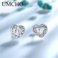 UMCHO-pendientes de plata de ley 925 con forma de corazón y lentejuelas, joyería fina, con cierre de tuerca, para mujeres 2024 - compra barato
